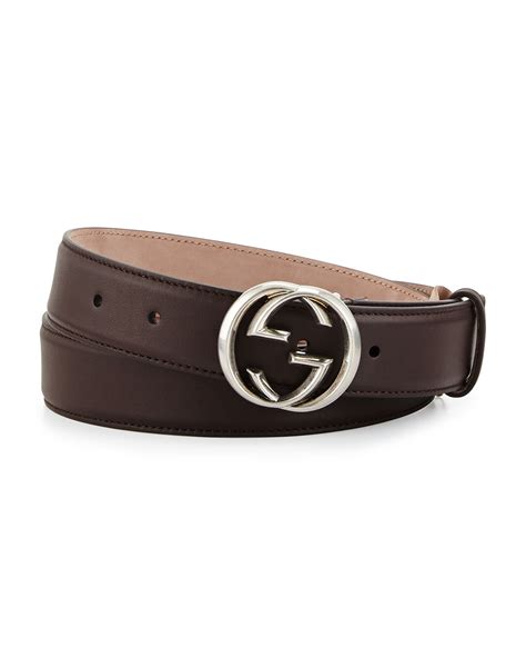 gucci unisex brown web leather grg metal buckle belt 256280|gucci leather belt.